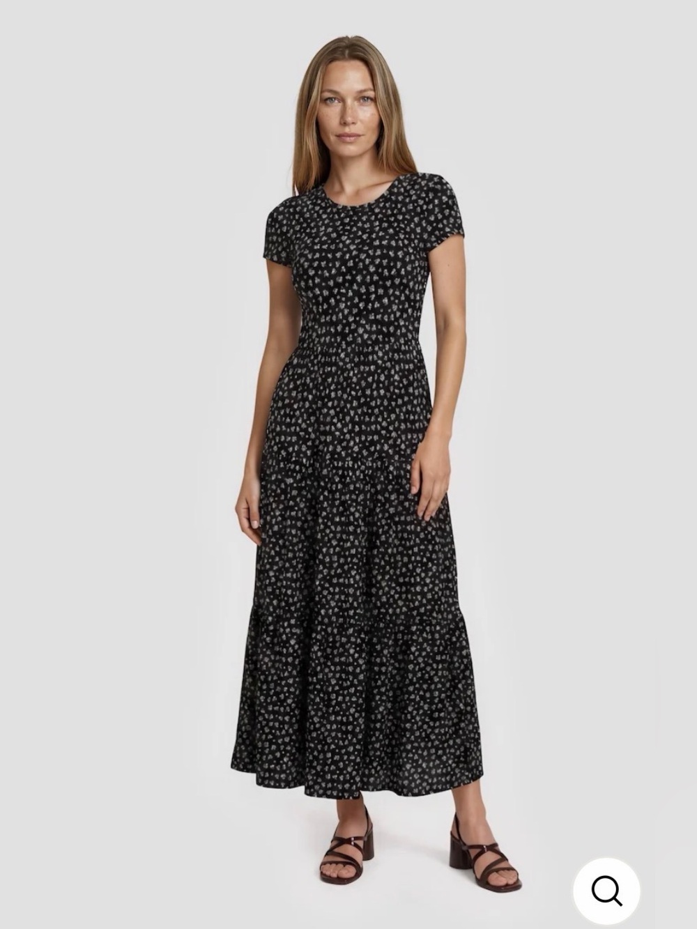 Costa Blanca NWT Black Floral Printed Tiered Maxi Dress from Fairweather
